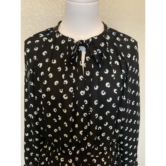 LOFT, Women’s, Dress, Long Sleeve, Elastic Waist, Black & Mint Green, Size: 6 - Picture 4 of 16